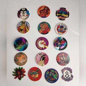 Vintage 90s POGS Milk Caps lot  16 Superman Stack Smack Phat Boy Kaps Planet Zed